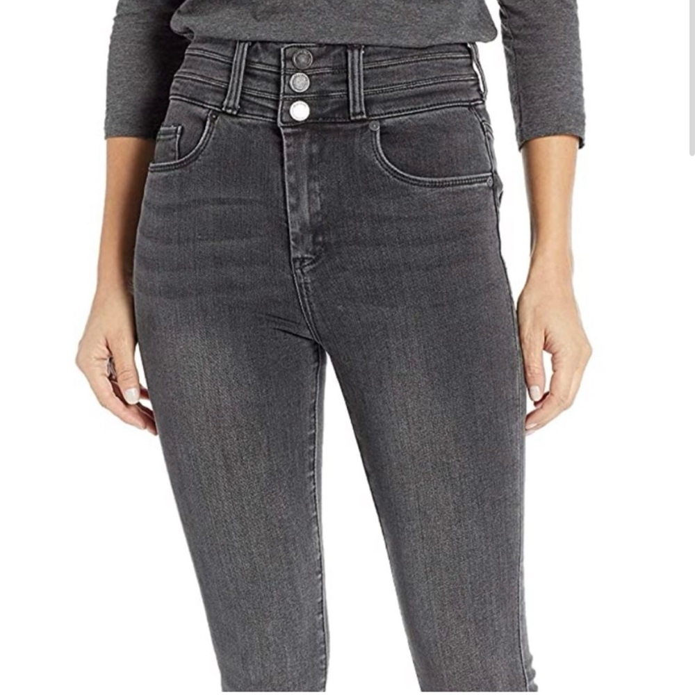 BlankNYC DarkGrey Super High-Rise Waisted/Ribcage Skinny Jeans. Size 24